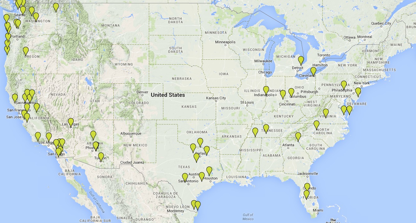 The campgrounds layer in our road-trip map