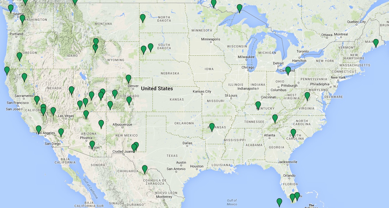 The parks layer in our road-trip map