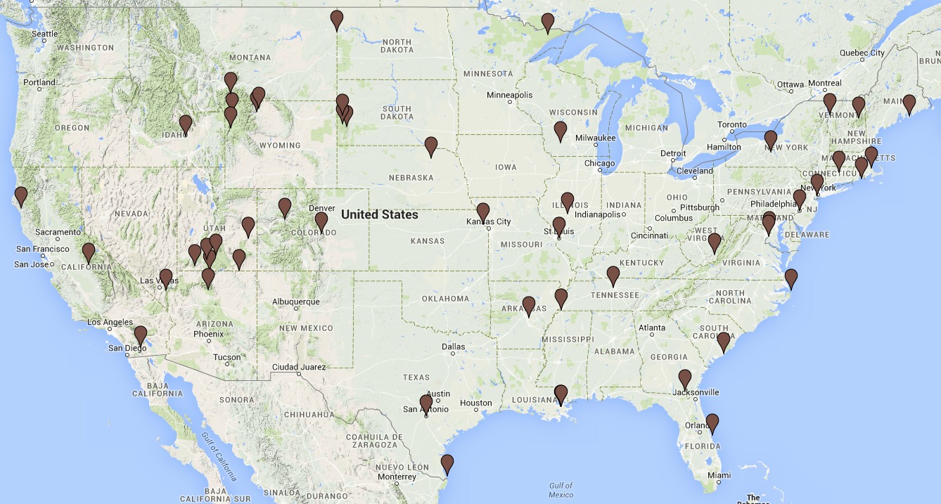 The points-of-interest layer in our road-trip map