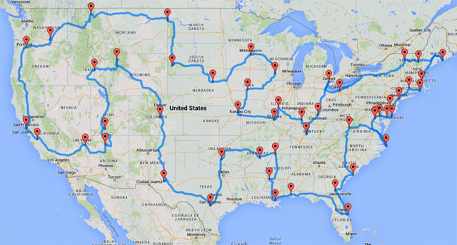 Randy Olson's optimal road trip to U.S. landmarks