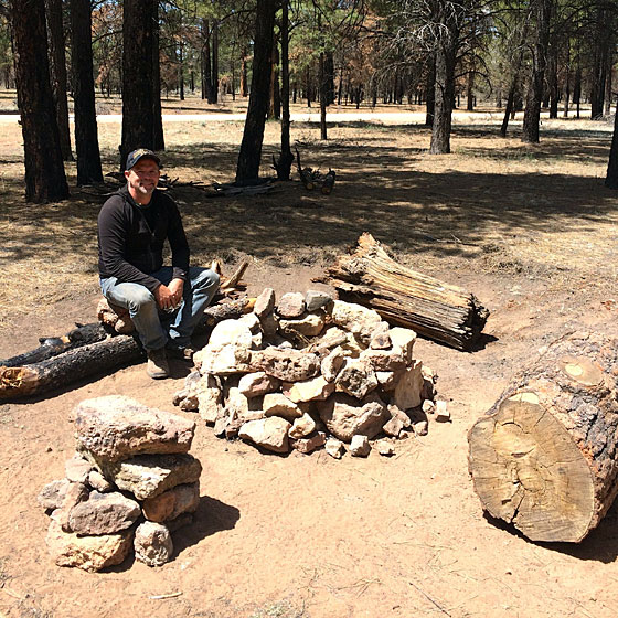 Manly J.D. built a deluxe campfire circle