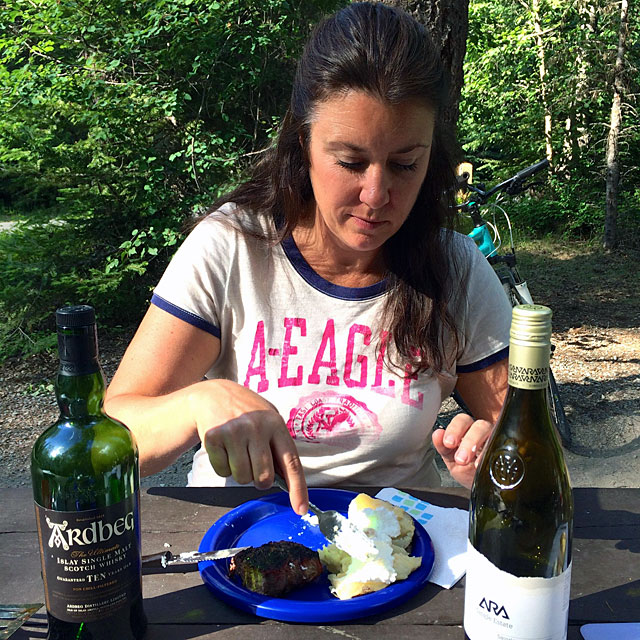 Steak and potatoes and whisky and wine...