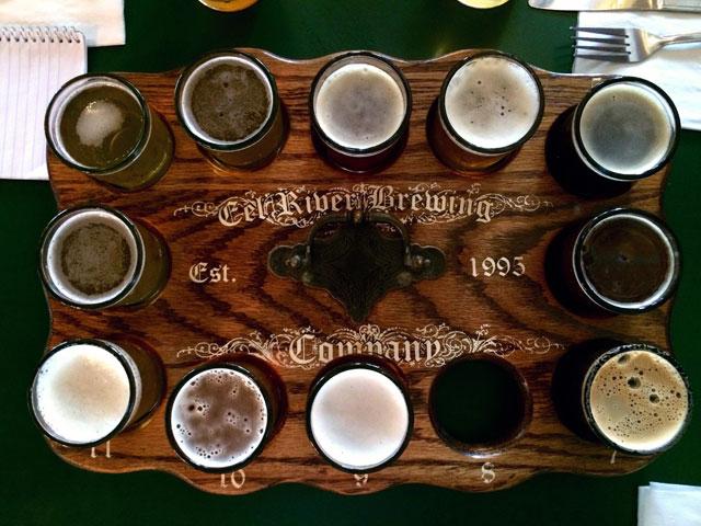 The sampler platter at Eel River Brewing